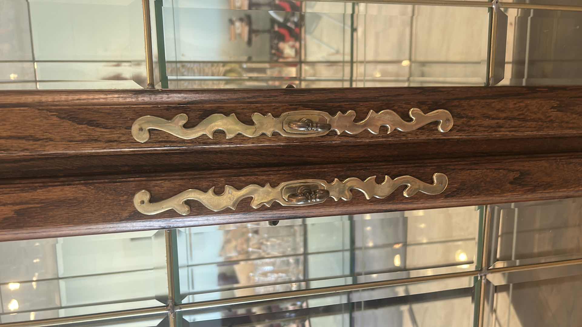 Photo 1 of LIGHTED CHINA HUTCH WITH BEVELED GLASS AND METAL DETAILING 5’ X 19” X 78.5”