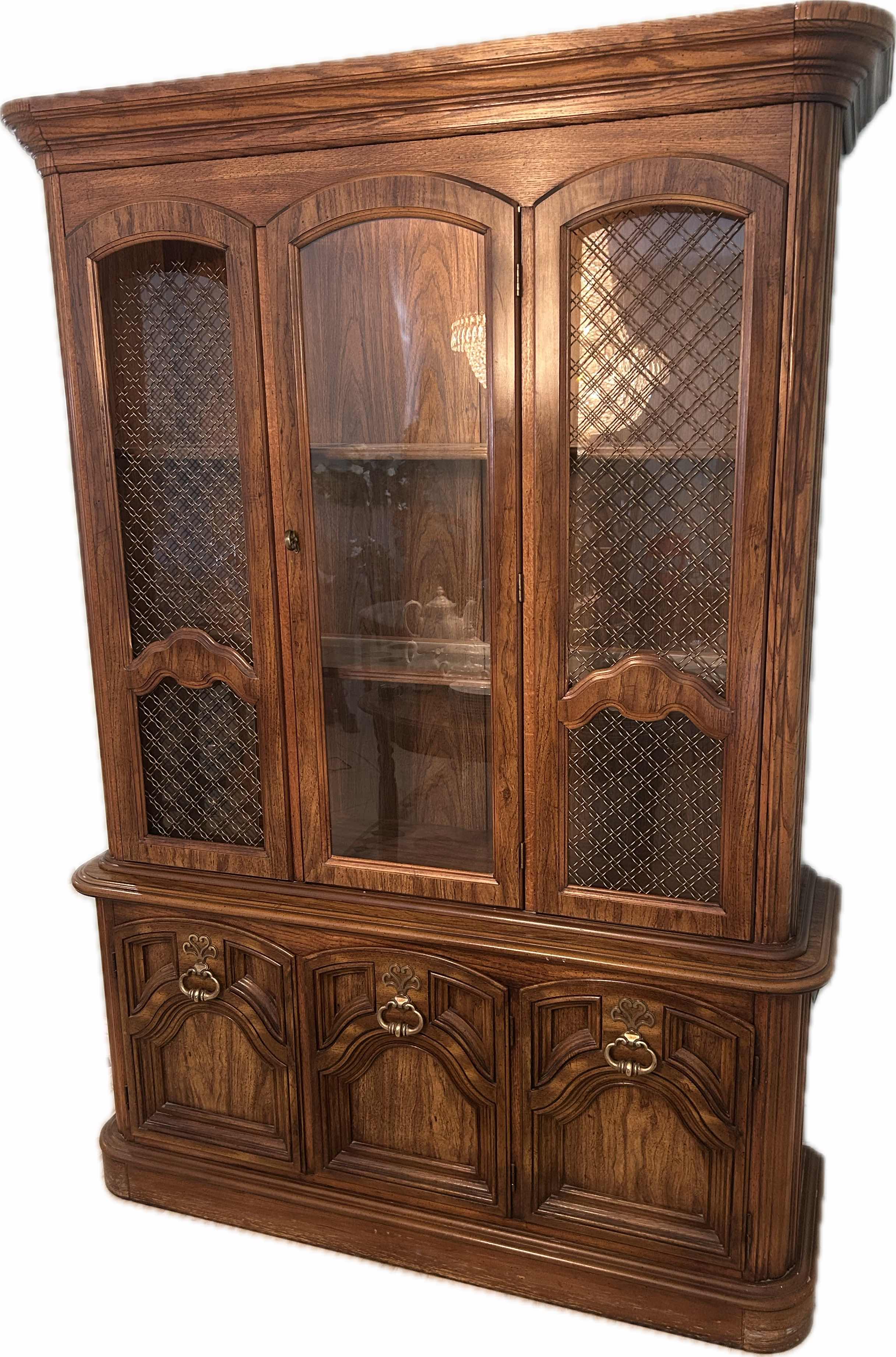 Photo 1 of WOODEN LIGHTED CHINA CABINET 50" X 79" DAMAGE SHOWN