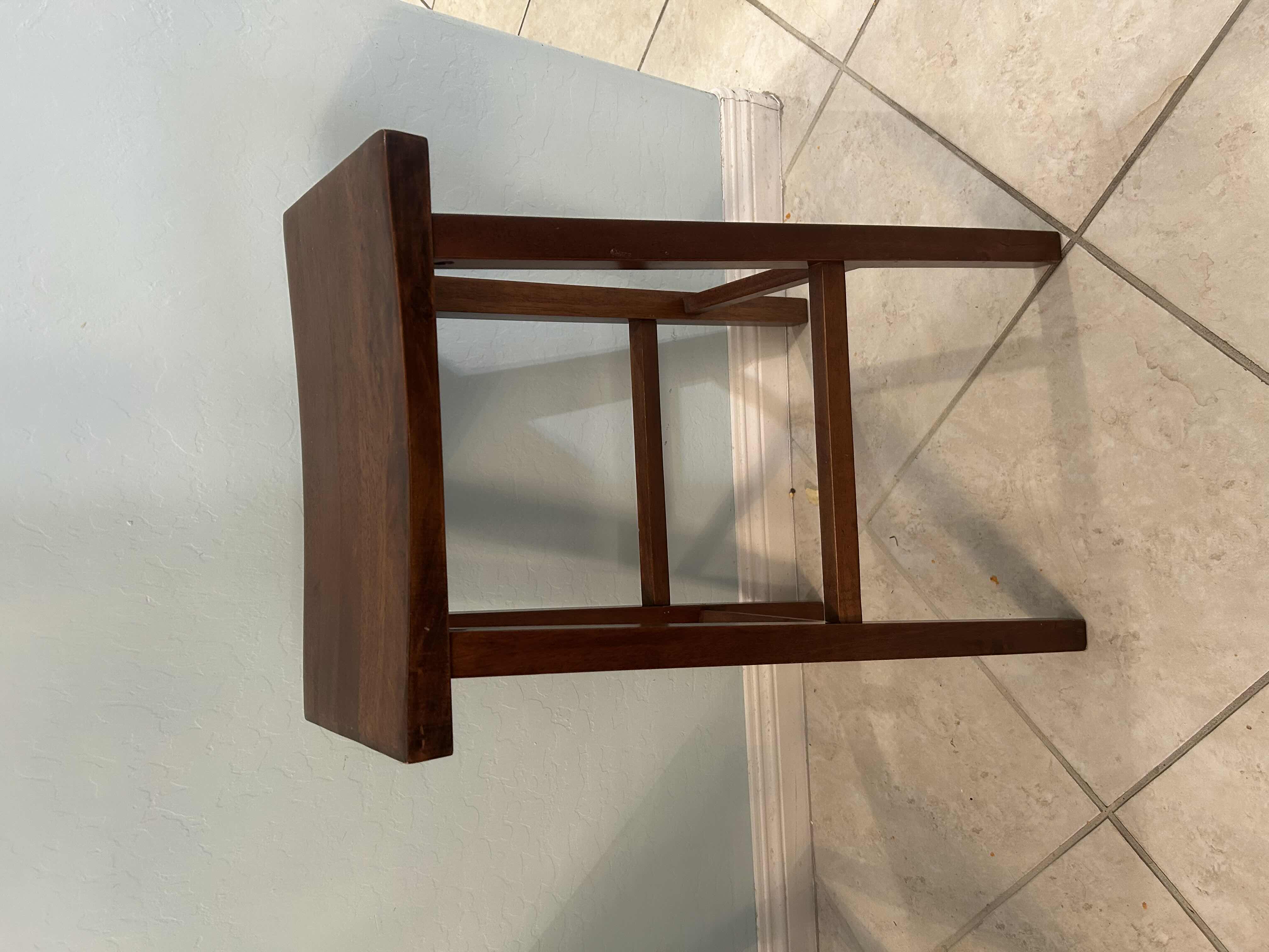 Photo 1 of 2 SOLID WOOD SADDLE SEAT BAR STOOLS H 28"