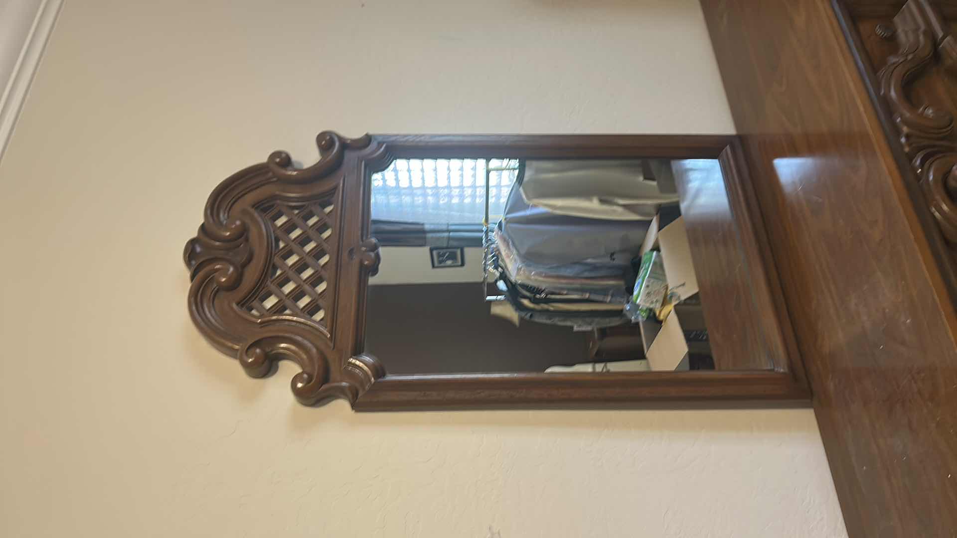 Photo 1 of WOOD 9 DRAWER DRESSER W MIRROR 72" X 18" H 30"