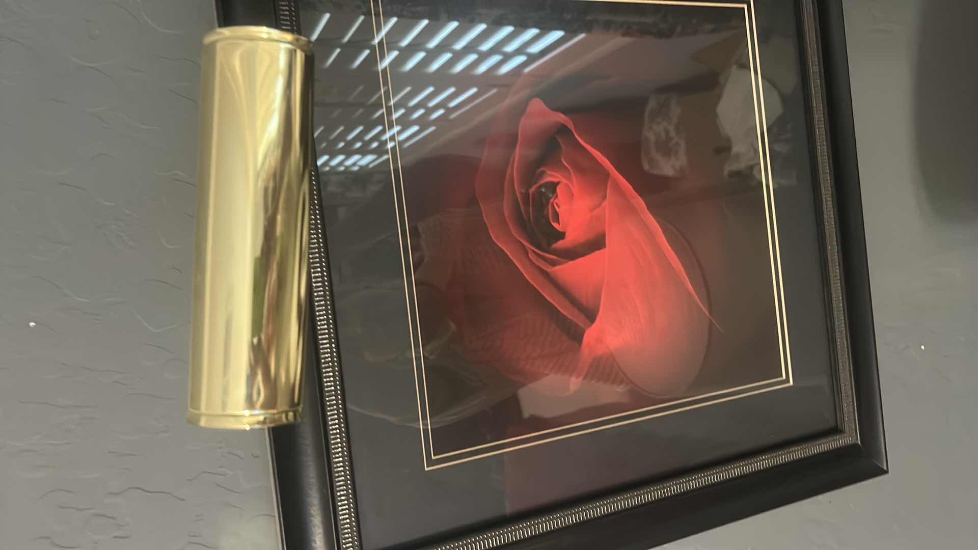Photo 1 of 2 BLACK FRAMED LIGHTED “RED ROSE” ARTWORK PIECES 21 1/2“ x 21 1/2“