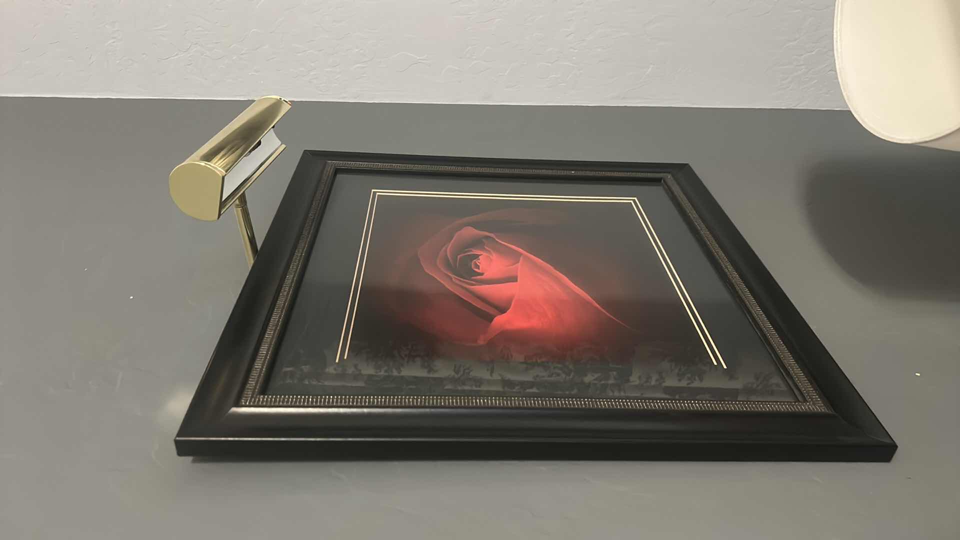 Photo 1 of 2 BLACK FRAMED LIGHTED “RED ROSE” ARTWORK PIECES 21 1/2“ x 21 1/2“