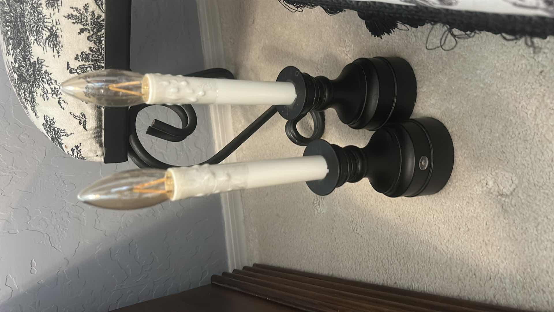 Photo 1 of 2 STOOLS AND 2 BATTERIES OPERATED CANDLE HOLDERS, LARGEST STOOL H15”