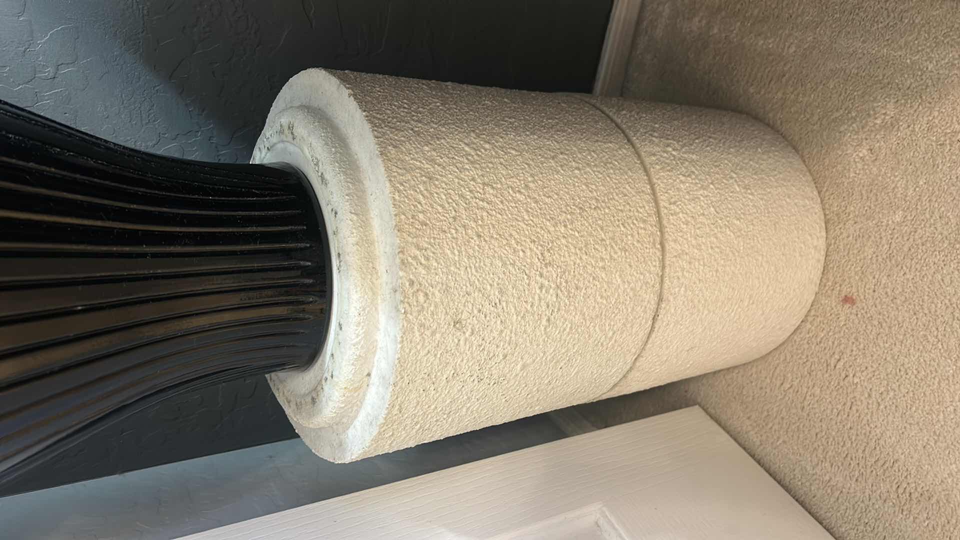 Photo 1 of PILLAR WITH BLACK VASE AND FAUX FLORAL - TOTAL HEIGHT 64”