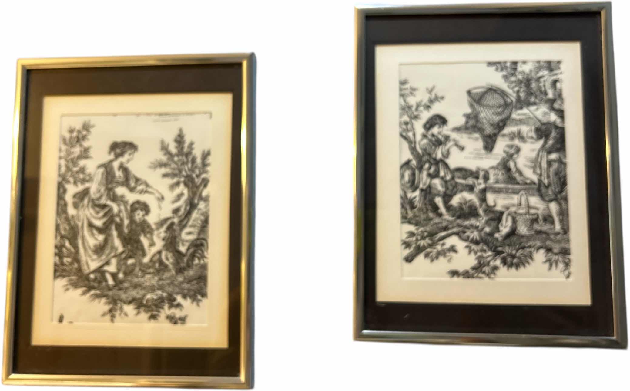 Photo 1 of 2 FRAMED BLACK AND WHITE “WOMAN  WITH CHILD” ARTWORK PIECES 9 1/2“ x 12 1/2“