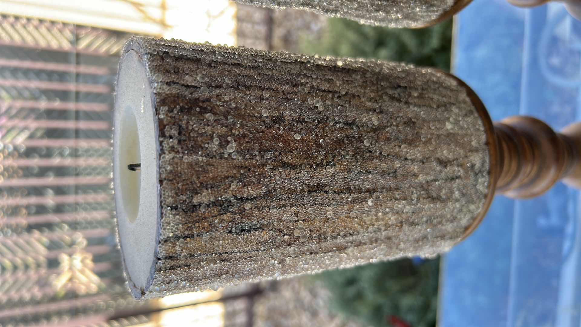 Photo 1 of 2- WOOD CANDLE HOLDERS W RUSTIC FINISH CANDLES 15"