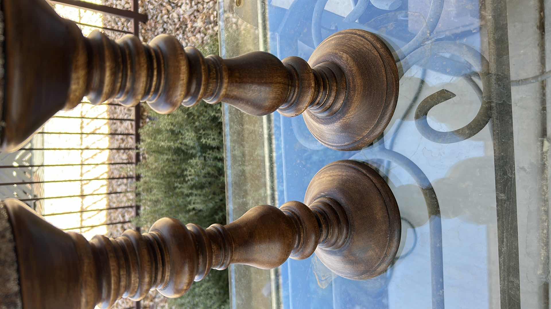 Photo 1 of 2- WOOD CANDLE HOLDERS W RUSTIC FINISH CANDLES 15"