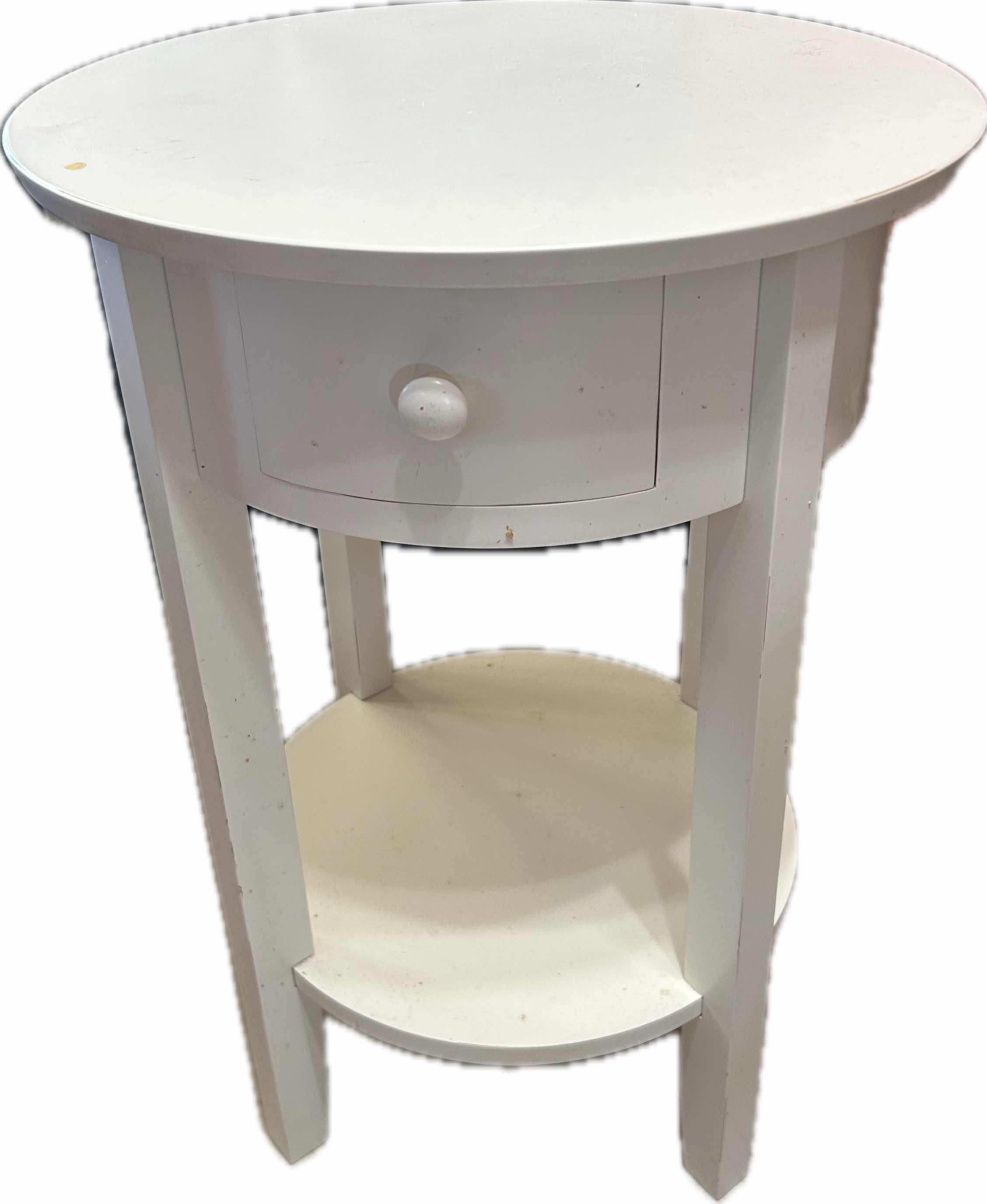 Photo 1 of WHITE ROUND ACCENT TABLE W DRAWER H  28"