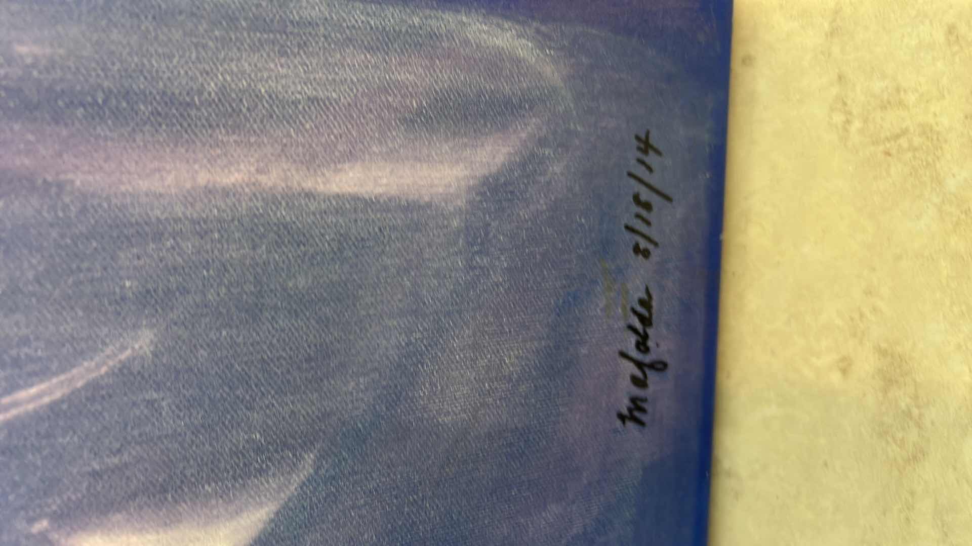 Photo 1 of STRETCHED CANVAS, PURPLE AND WHITE MOTHER AND CHILD SIGNED ARTWORK 16” x 20”