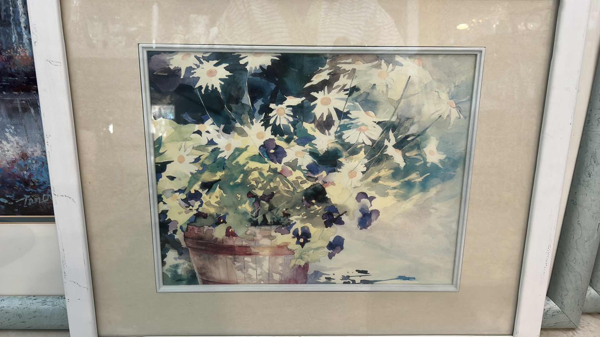 Photo 1 of WHITE FRAMED, FLORAL ARTWORK 22 1/2“ x H18“