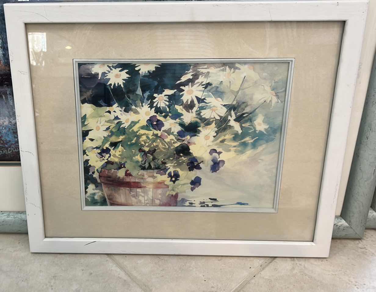 Photo 1 of WHITE FRAMED, FLORAL ARTWORK 22 1/2“ x H18“