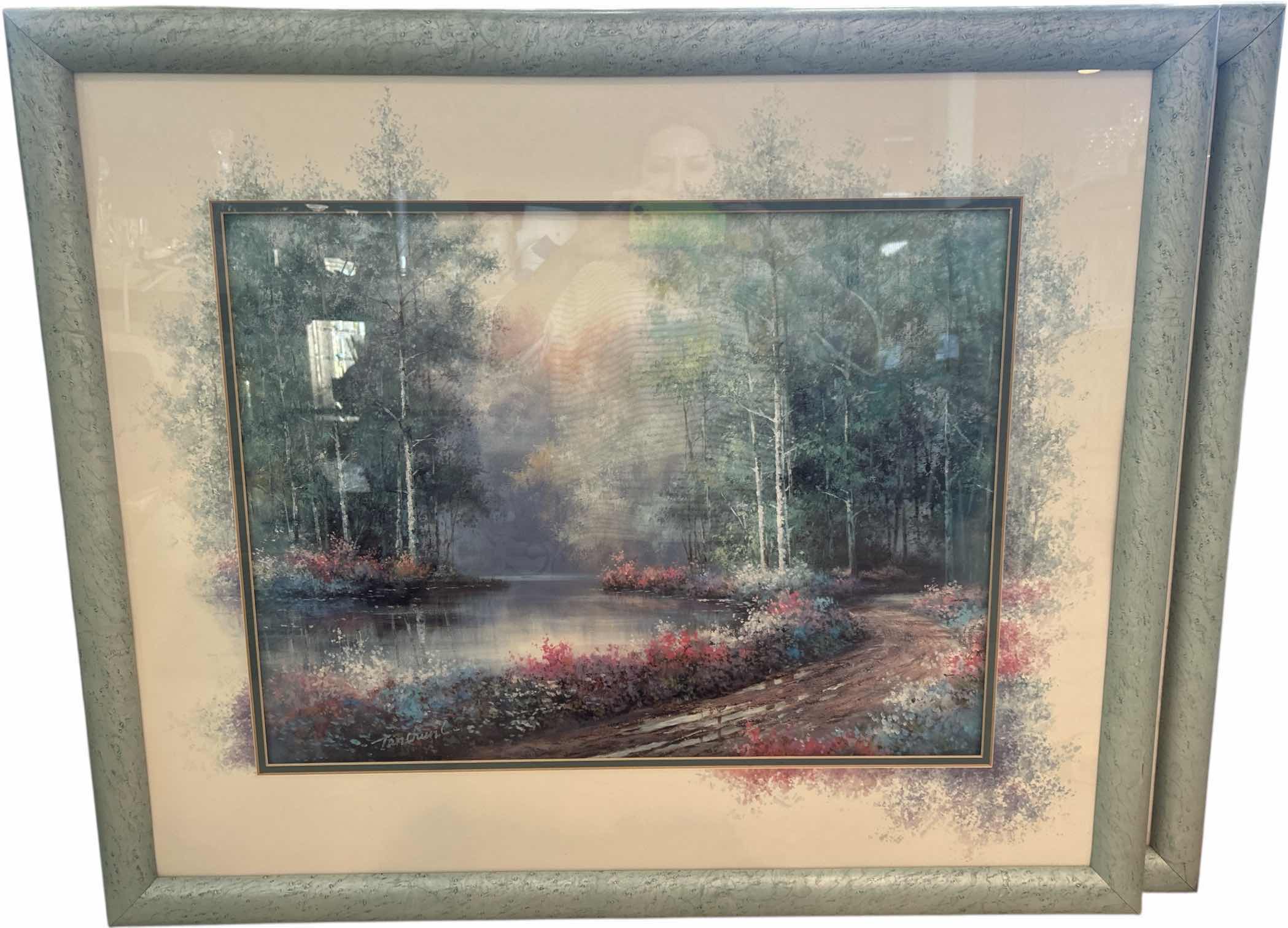 Photo 1 of WOOD FRAMED PASTEL LANDSCAPE SIGNED ARTWORK 37” x H31”