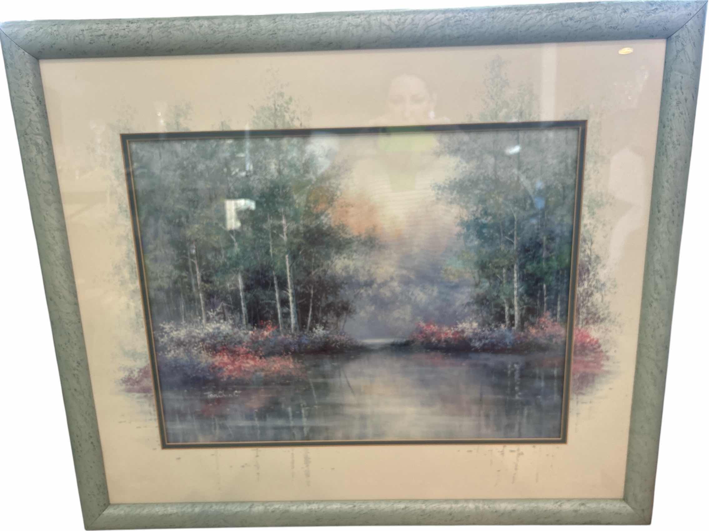 Photo 1 of WOOD FRAMED PASTEL LANDSCAPE SIGNED ARTWORK 37” x H31”