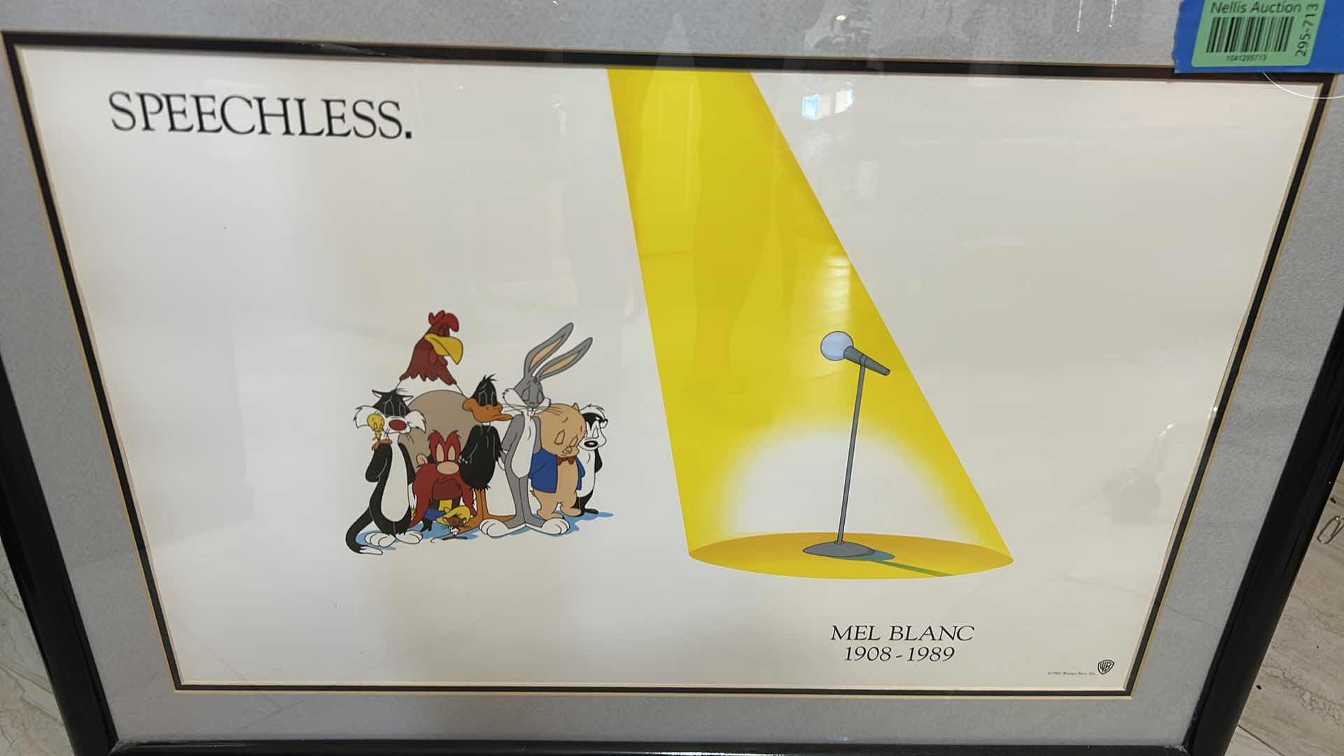 Photo 1 of BLACK FRAMED ART PRINT " SPEECHLESS" TRIBUTE TO ACTOR MEL BLANC 30" X 24"
