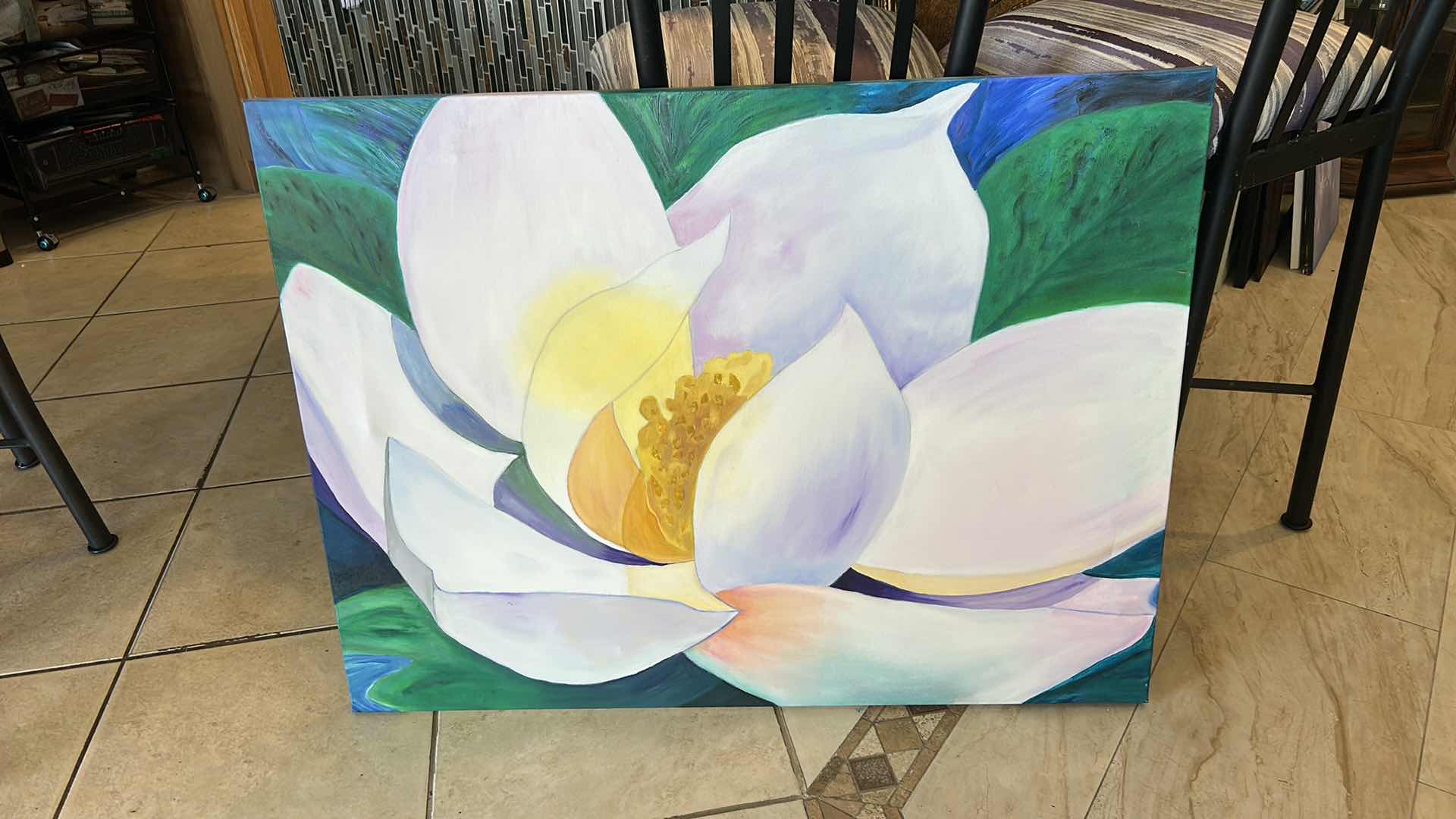 Photo 1 of STRETCHED CANVAS FLOWER ARTWORK 40” x H30”