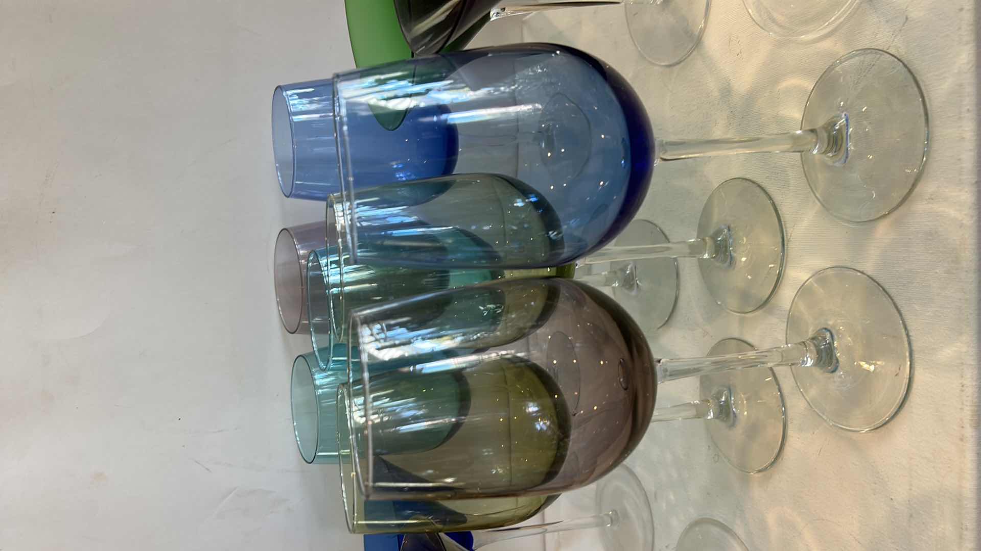 Photo 1 of 12 PCS COLORED GLASS STEMWARE