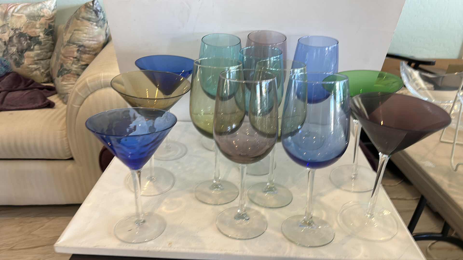 Photo 1 of 12 PCS COLORED GLASS STEMWARE