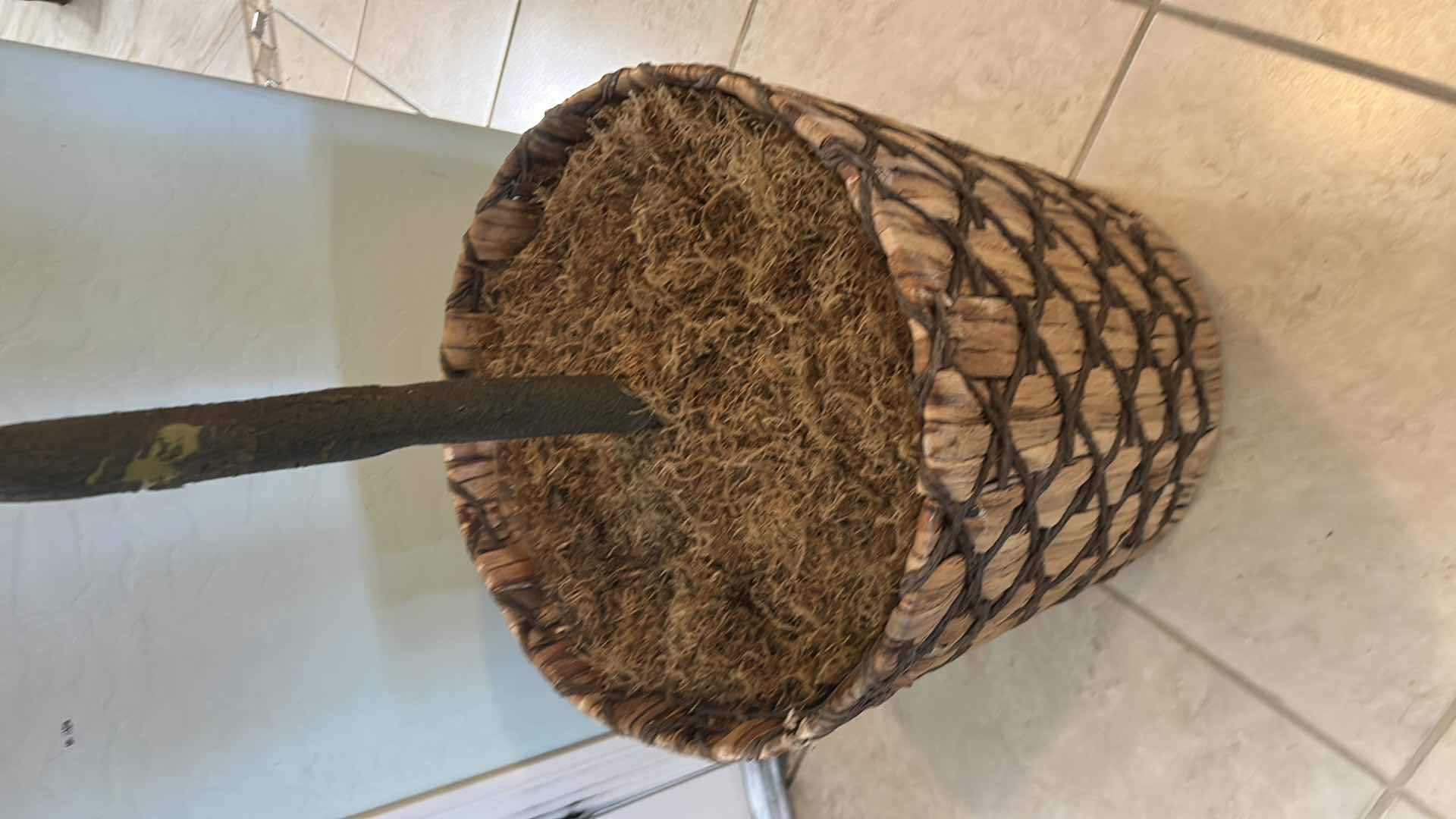 Photo 1 of FAUX FIDDLE LEAF FIG TREE IN BASKET H 7 FT