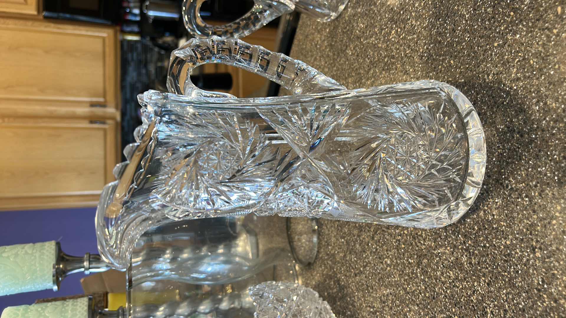 Photo 1 of VINTAGE AMERICAN BRILLIANT CUT GLASS 10.” PITCHER W/ HANDLE  DESIGN HEAVY