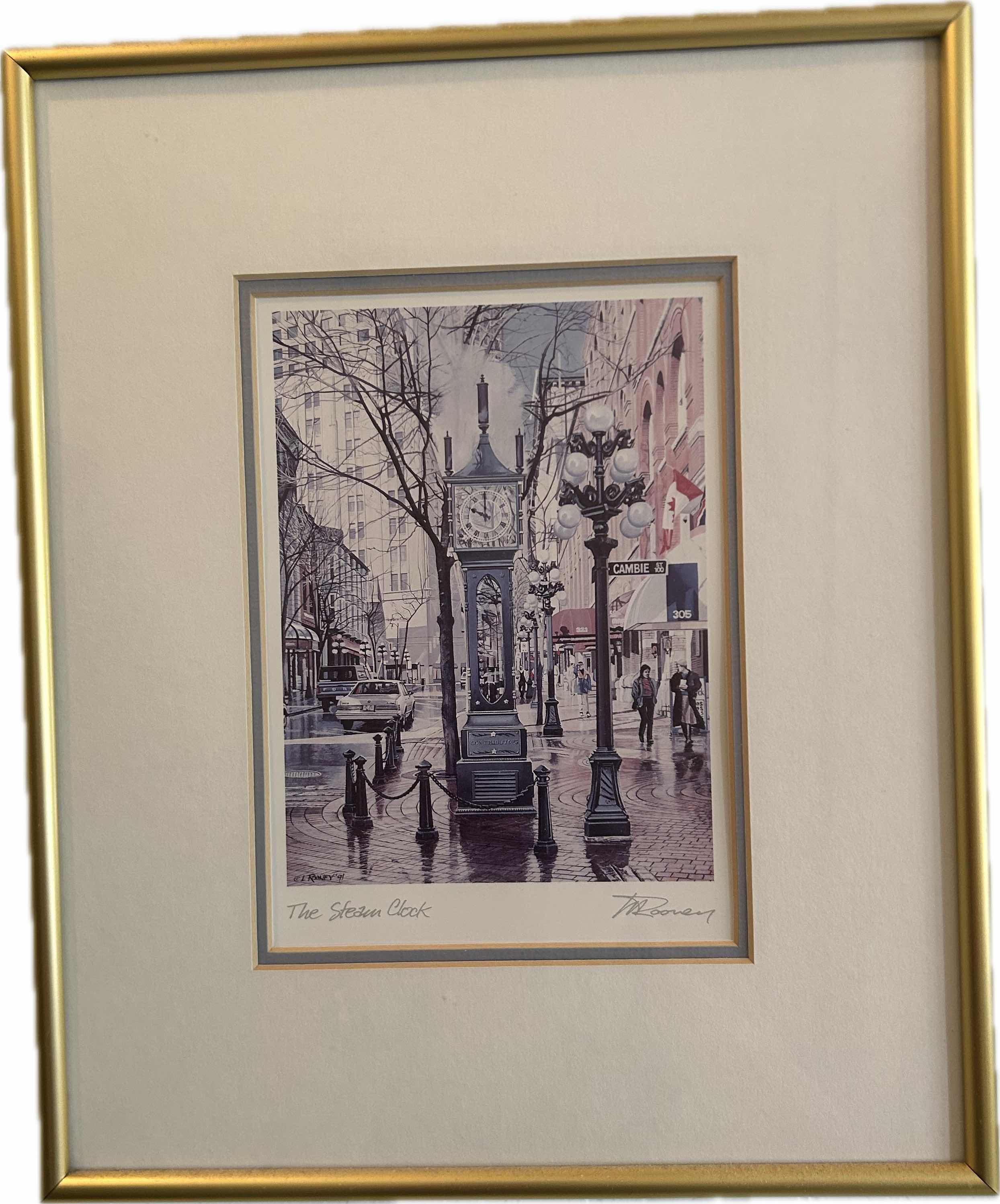 Photo 1 of GOLD FRAMED STETSON CLOCK BY LEONARD ROONEY 11" X 13"