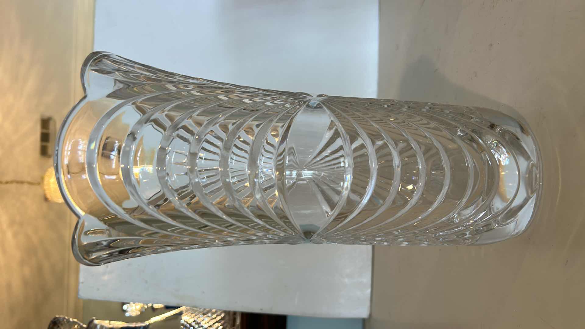 Photo 1 of ITALIAN CUT CRYSTAL VASE H11.5”