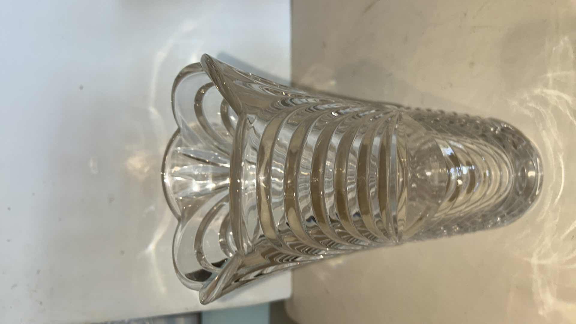 Photo 1 of ITALIAN CUT CRYSTAL VASE H11.5”