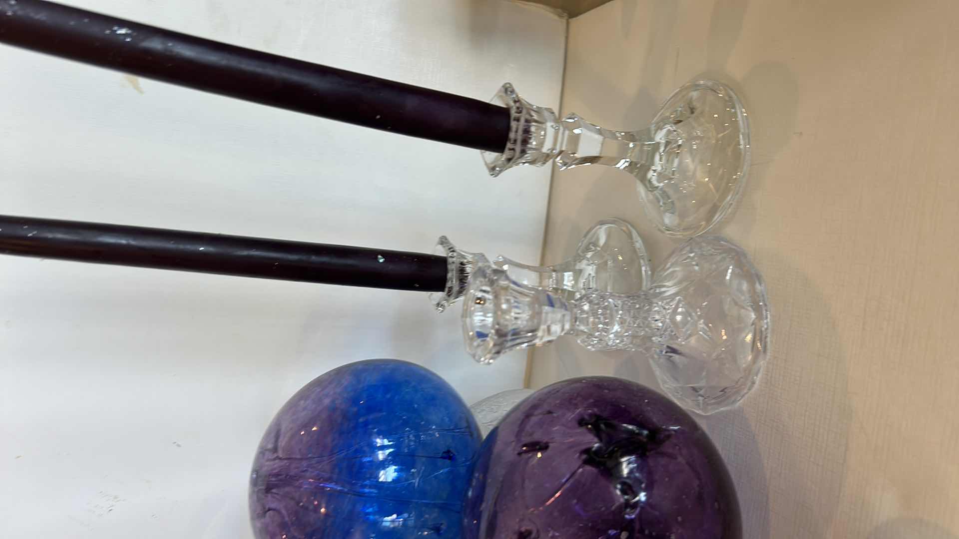 Photo 1 of 6 CANDLE HOLDERS, 3 FLICKERING LIGHTS, 3 GLASS ORBS AND 2 GLASS HURRICANES