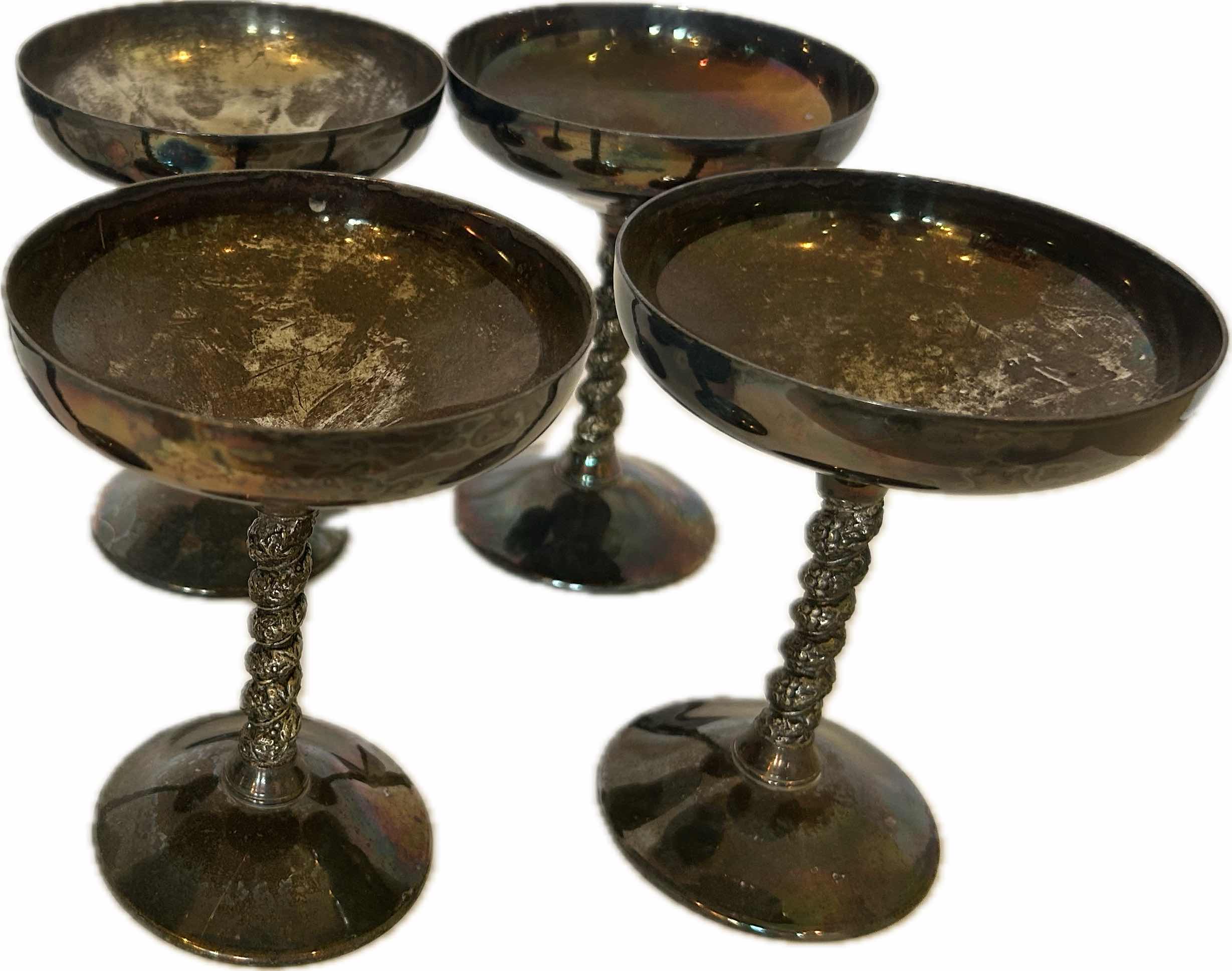 Photo 1 of 6- VINTAGE F.B. ROGERS SILVERPLATE CHAMPAGNE GOBLETS