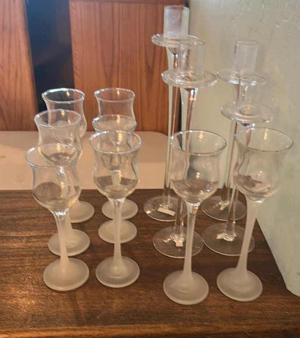 Photo 1 of 12- GLASS CANDLE HOLDERS H 7" 11"