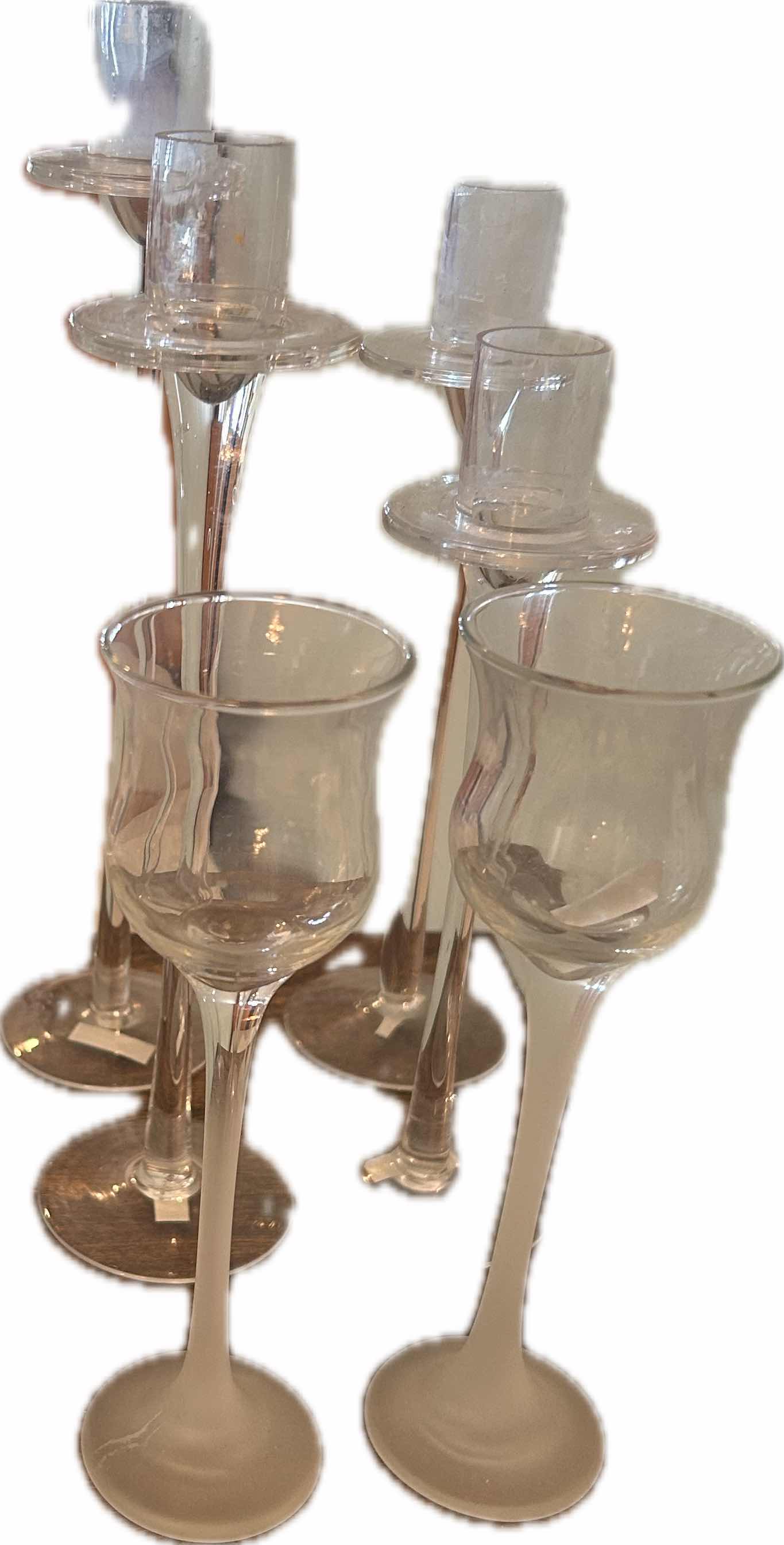 Photo 1 of 12- GLASS CANDLE HOLDERS H 7" 11"