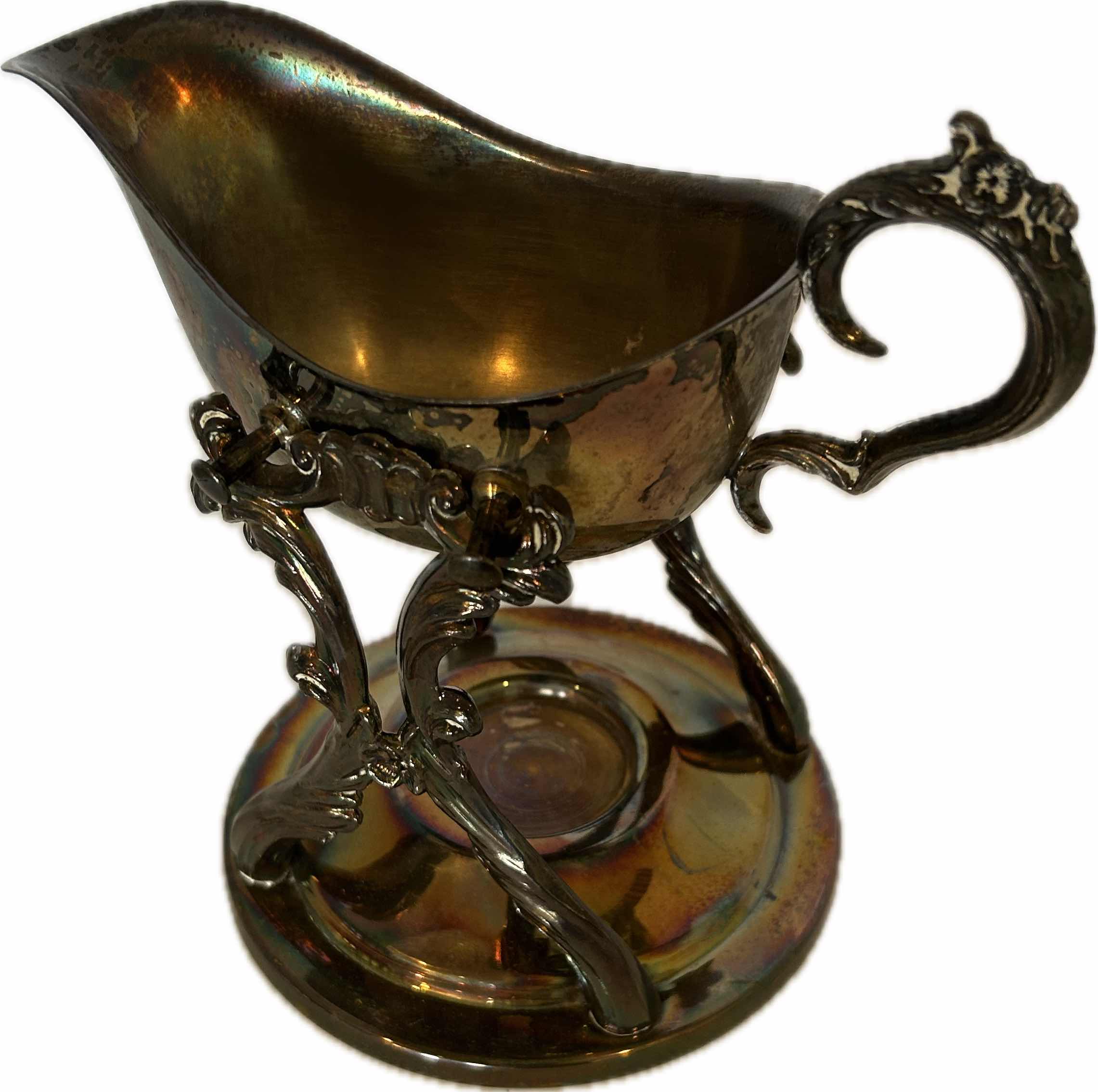 Photo 1 of VINTAGE SILVER PLATED SILENT BUTLER PAN AND SWINGING GRAVY BOAT