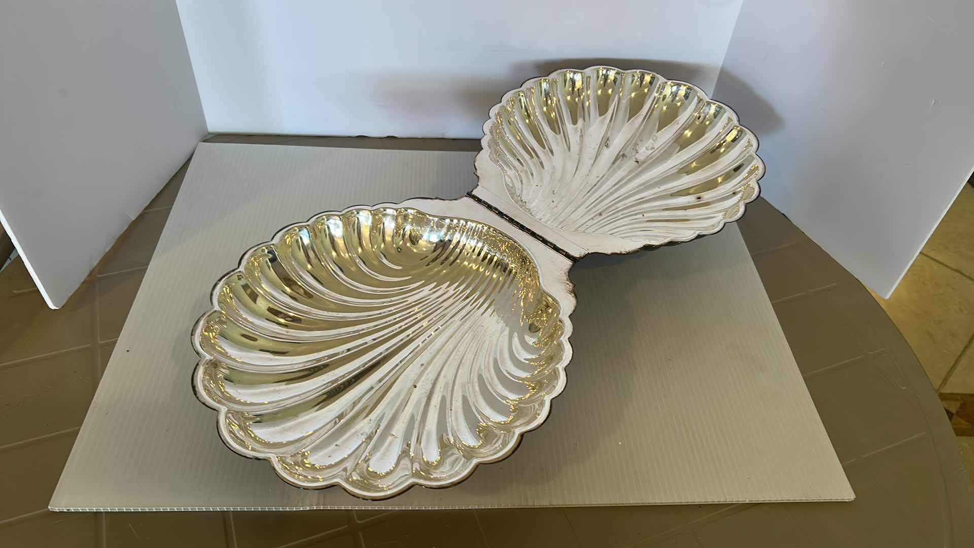 Photo 1 of VINTAGE SILVER PLATED SCALLOP SHELL DISH AND ASH TRY