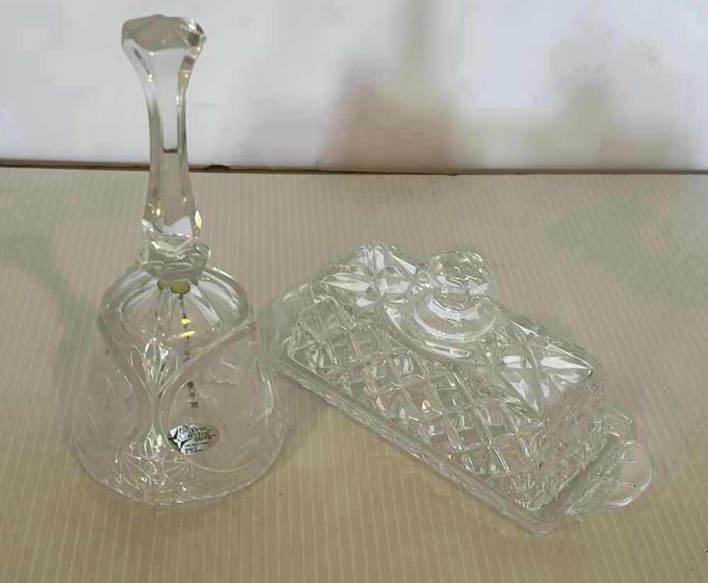 Photo 1 of ASSORTED CRYSTAL ITEMS SALT PEPPER BUTTER DISH
