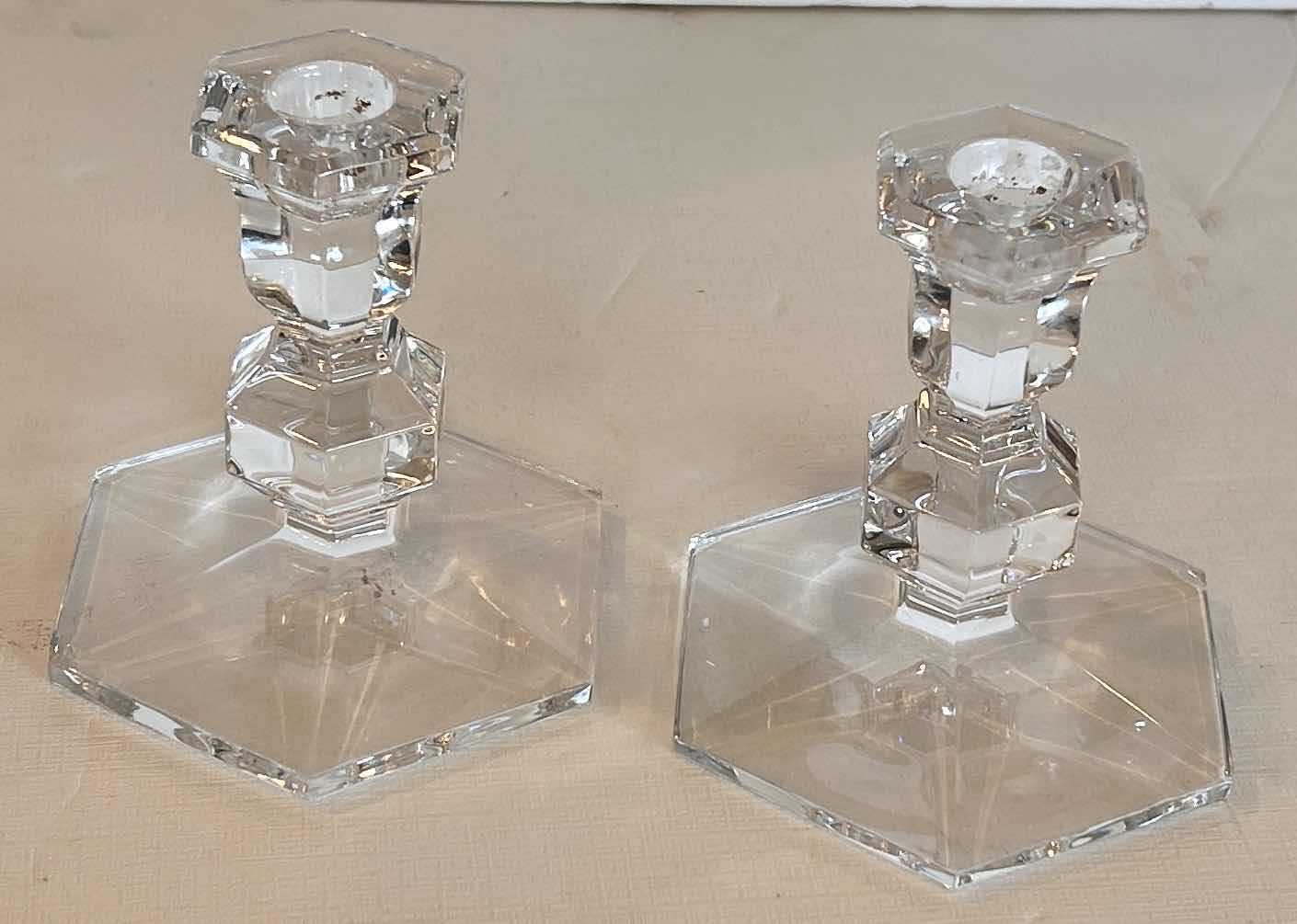 Photo 1 of VAL ST. LAMBERT CRYSTAL CANDLE HOLDERS  H5”