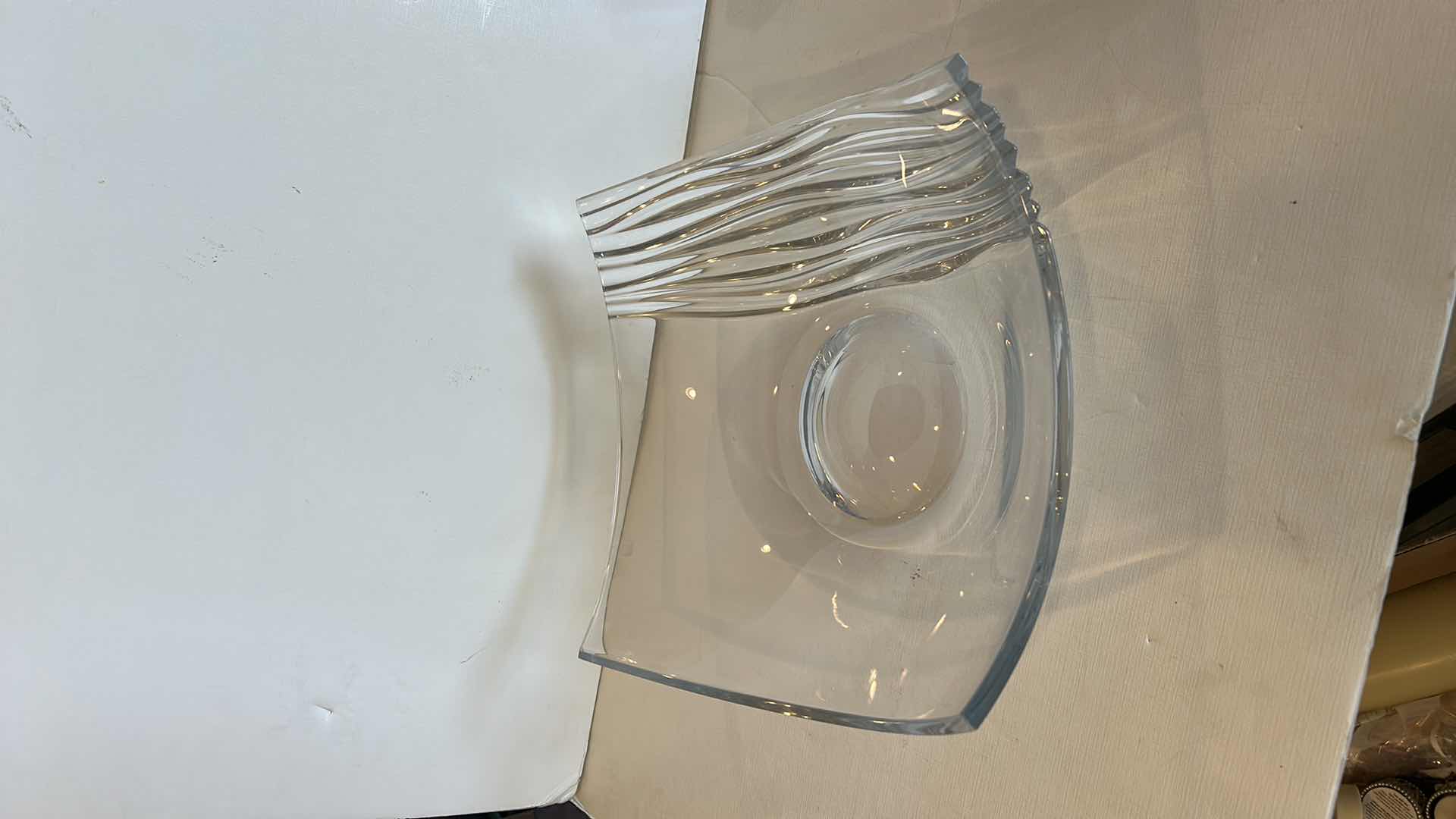 Photo 1 of MIKASA RIDGE 12” SQUARE CRYSTAL BOWL 