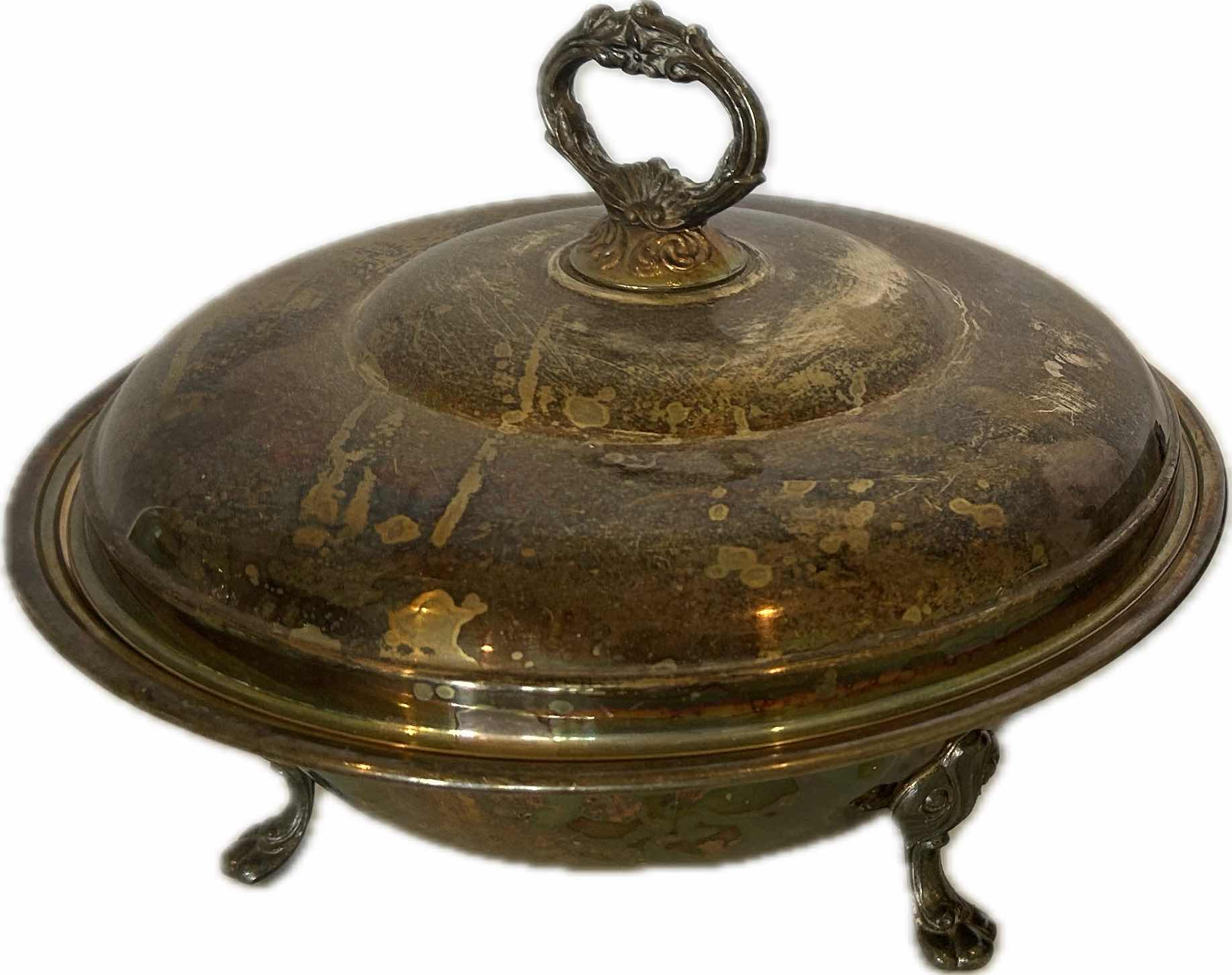 Photo 1 of 2-F.B. ROGERS SILVER PLATED FEETED SERVING DISH W LID