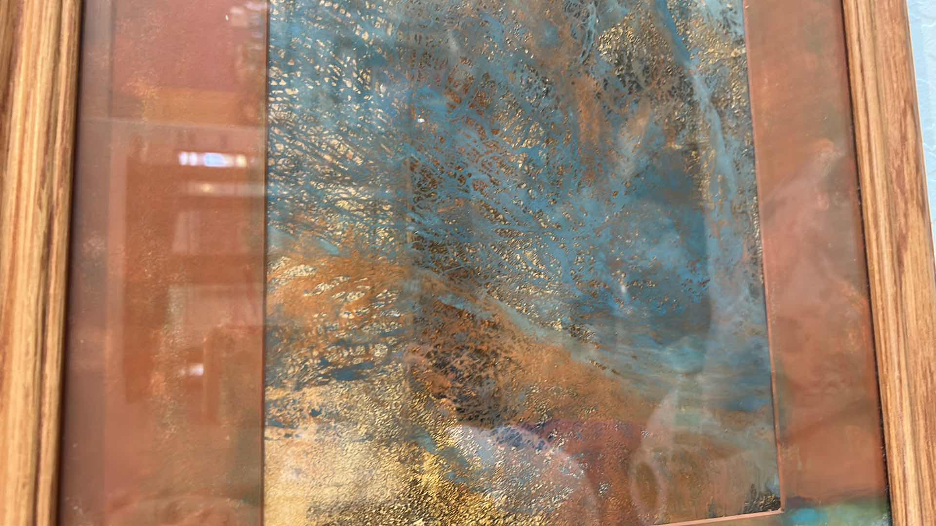 Photo 1 of WOOD FRAMED ABSTRACT ART 23" X 20"