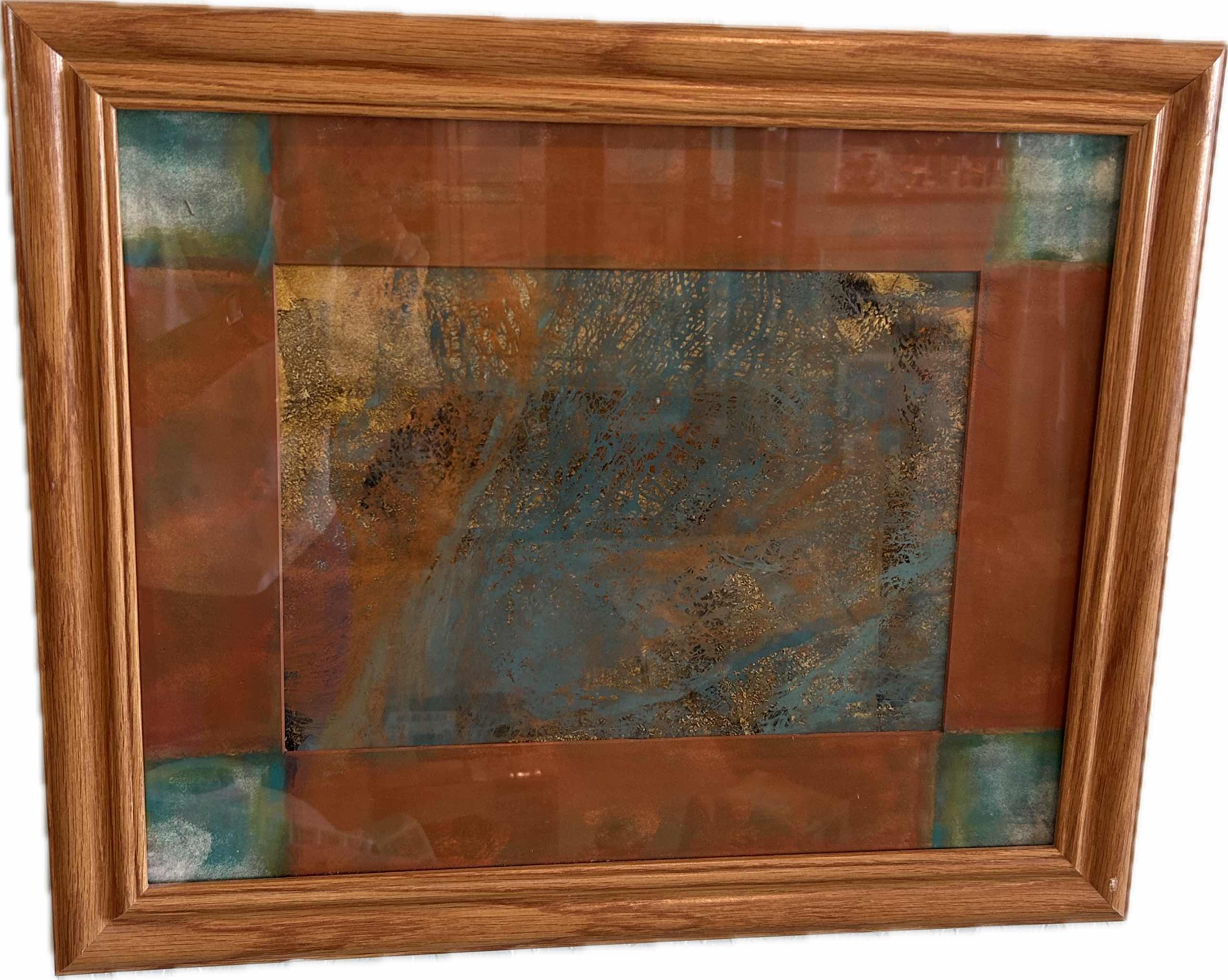 Photo 1 of WOOD FRAMED ABSTRACT ART 23" X 20"