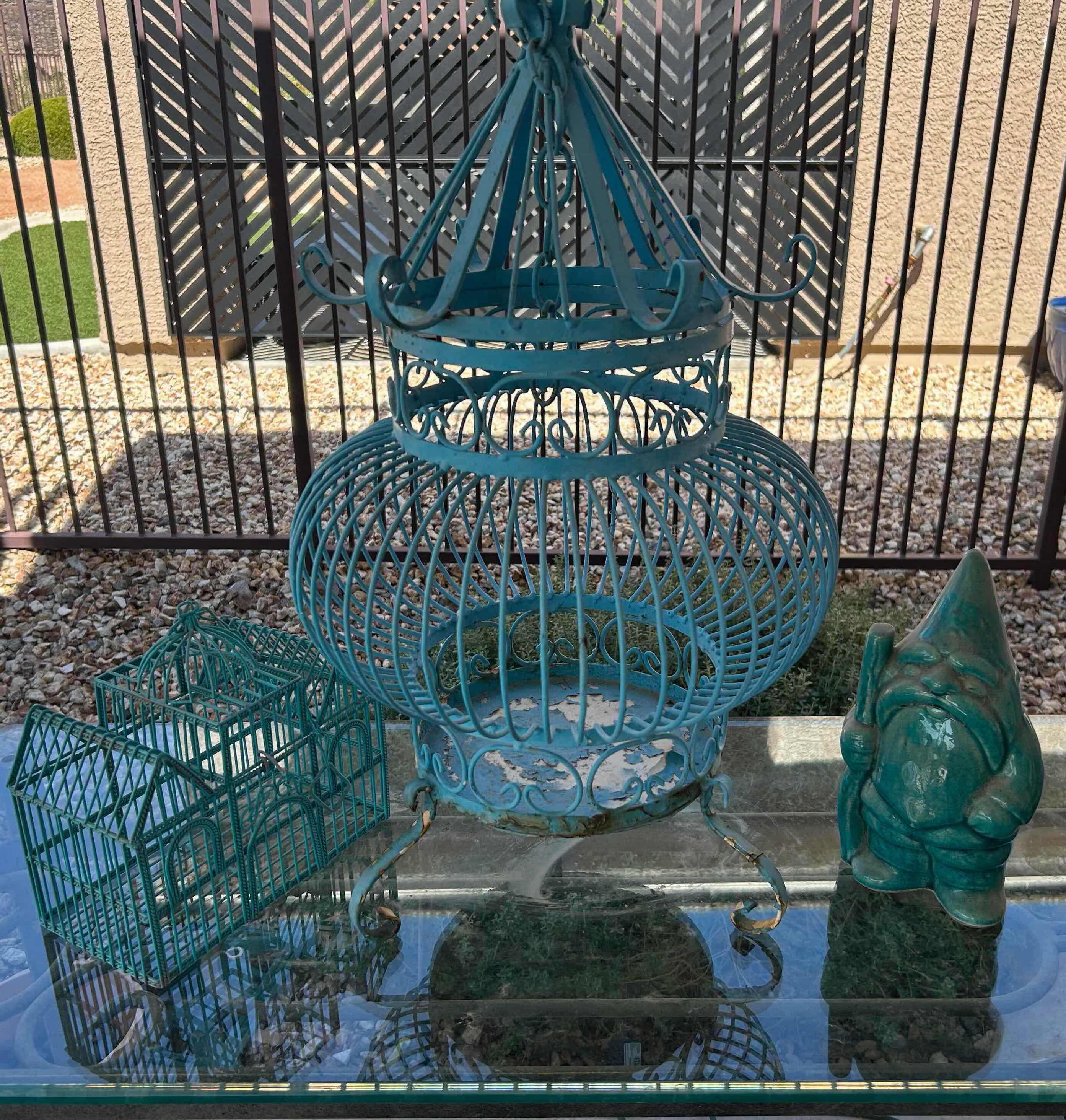Photo 1 of 2 DECORATIVE TURQUOISE ORNATE BIRDCAGES KNOME