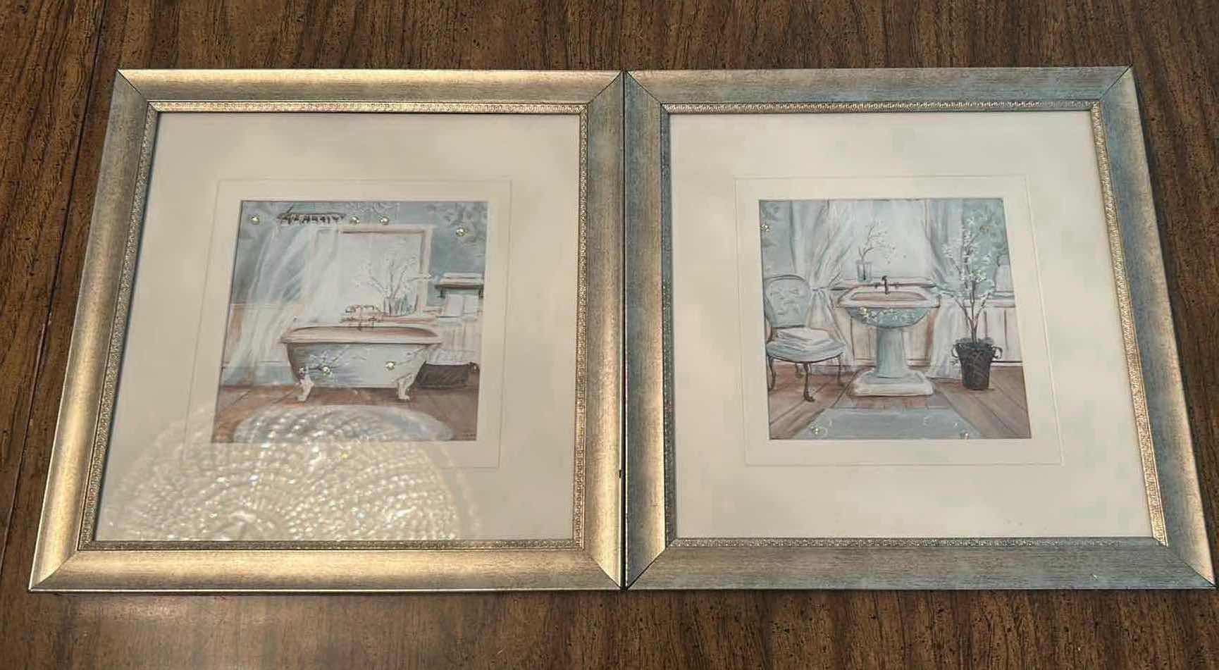 Photo 1 of 2- GOLD FRAMED BATHROOM ART 11" X 12"