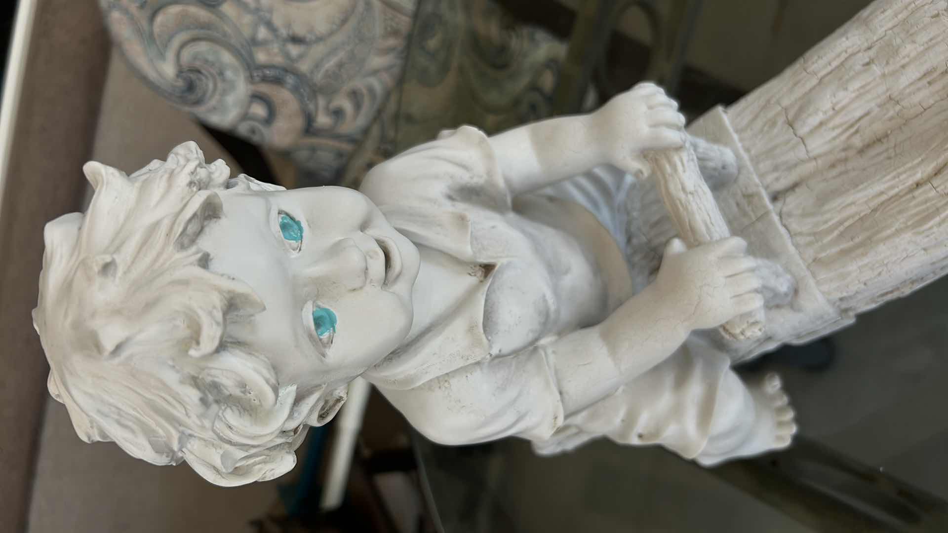 Photo 1 of WHITE RESIN GARDEN STATUE BOY GIRL ON A SEESAW 16"