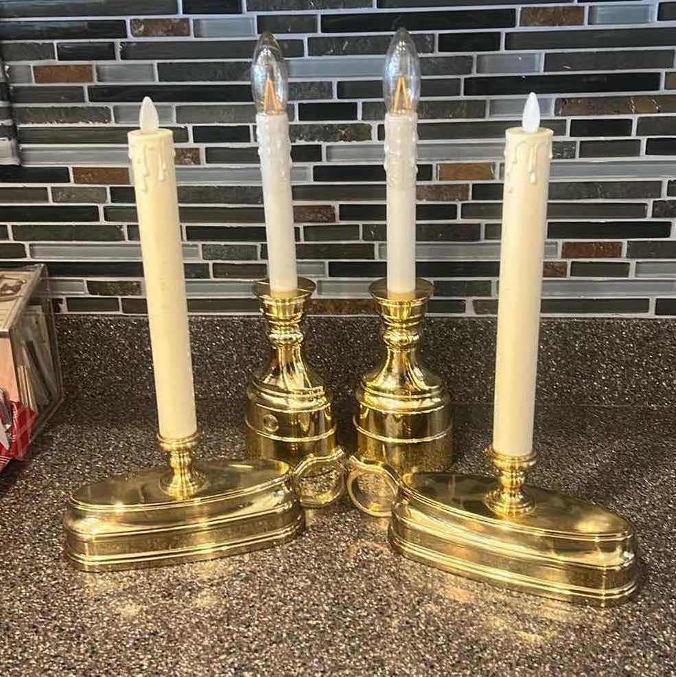 Photo 1 of 4 BATTERY OPERATED CANDLE HOLDERS ( TALLEST H 13 1/4”)
