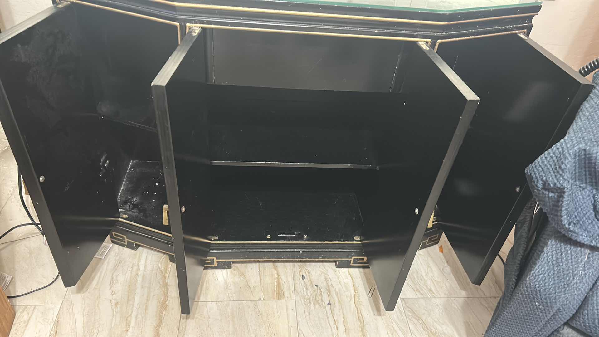 Photo 1 of ASIAN FLORAL MOTIF CABINET 40"X 15" H 30"