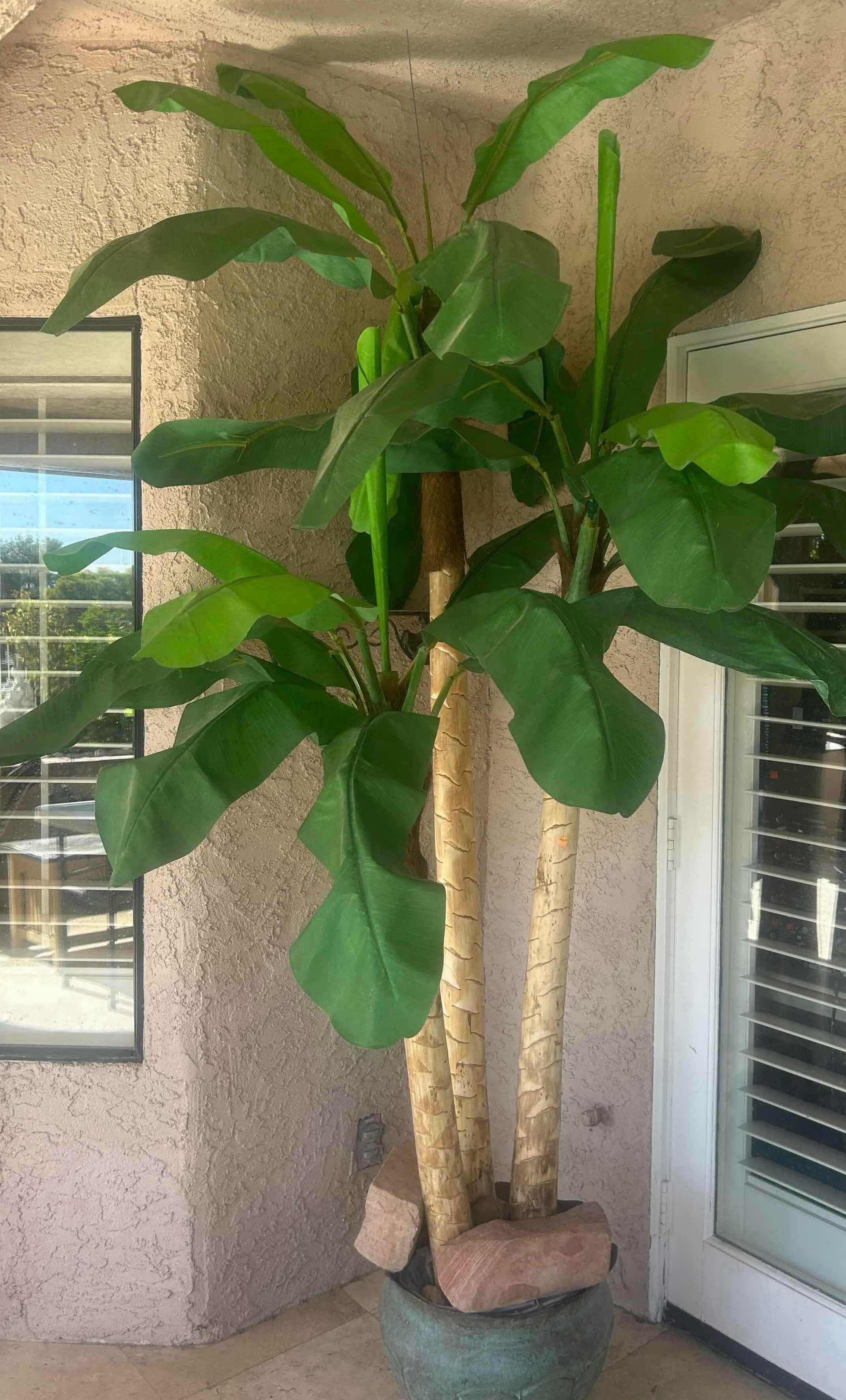 Photo 1 of 8 FT FAUX BANANA LEAF PLANT W METAL CONTAINER