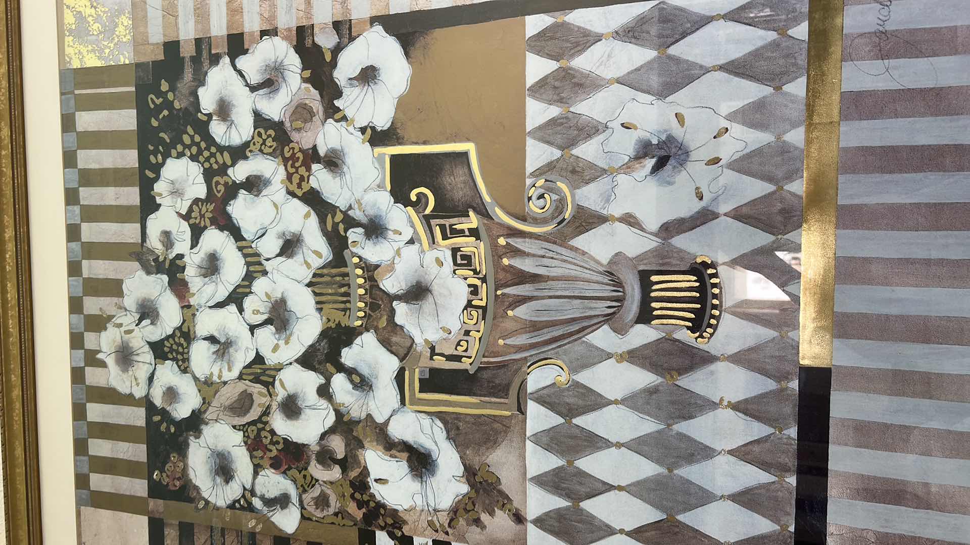 Photo 1 of GOLD FRAMED FLORAL ARTWORK 44 1/4“ x H55“