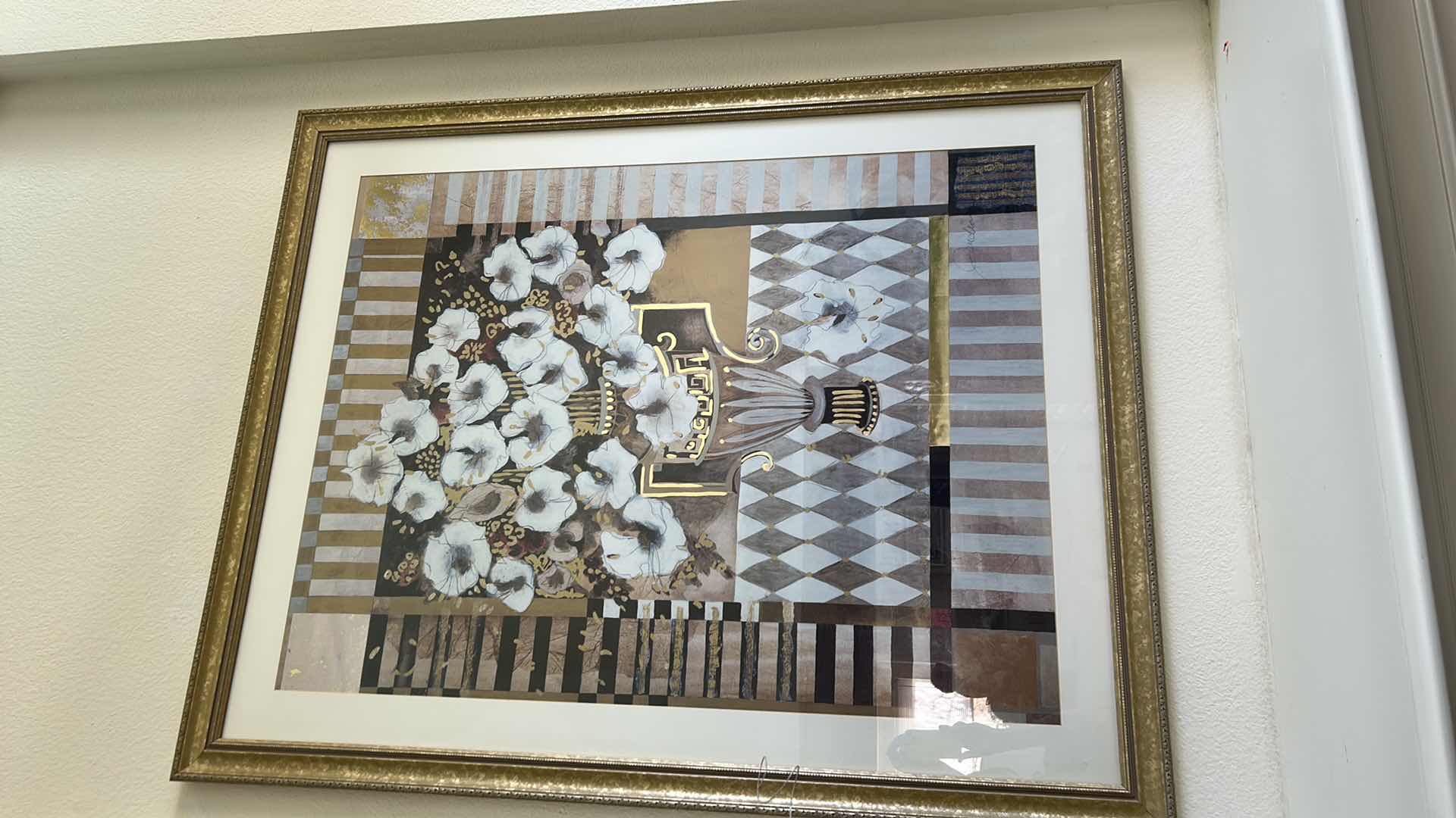 Photo 1 of GOLD FRAMED FLORAL ARTWORK 44 1/4“ x H55“