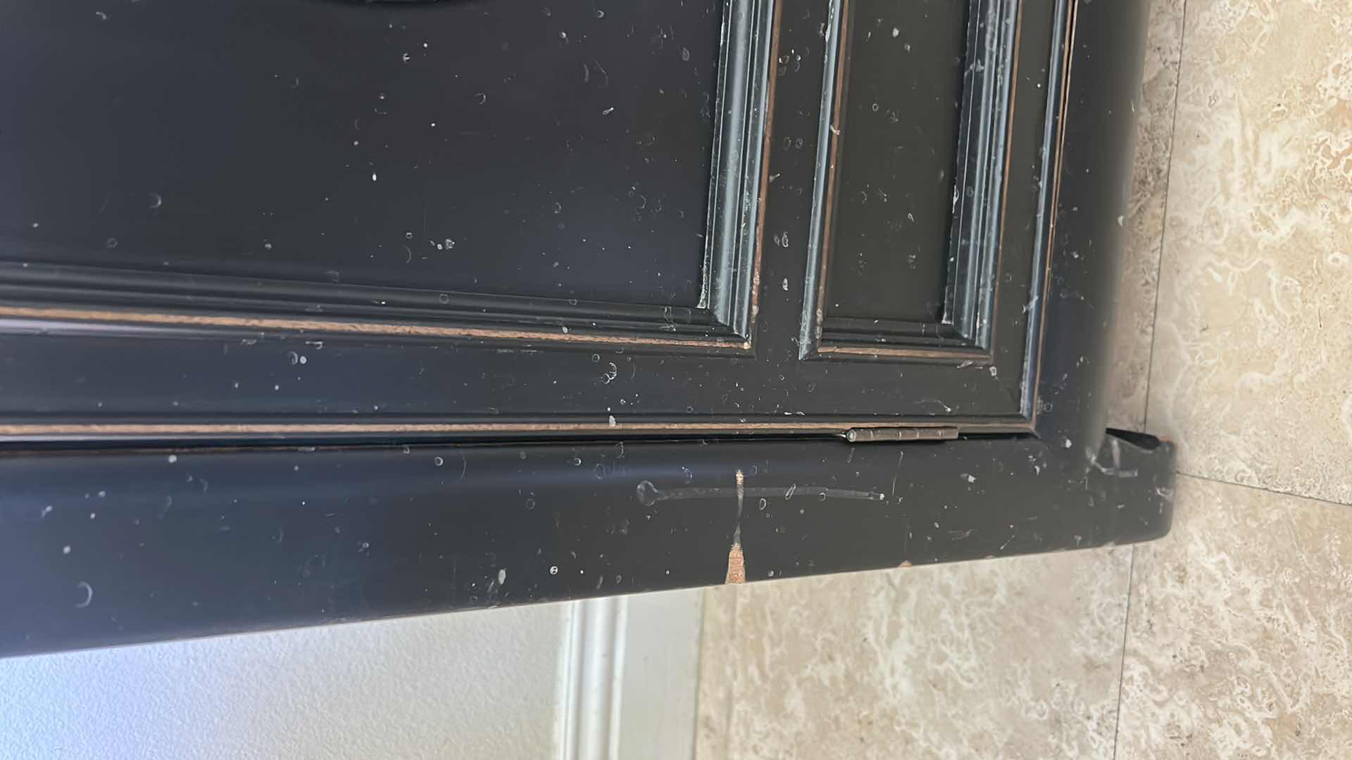 Photo 9 of CENTURY ASIAN INSPIRED DARK WOOD CABINET/DRESSER/BUFFET WITH METAL HARDWARE 76 1/2“ x 19“ x H30 1/4”