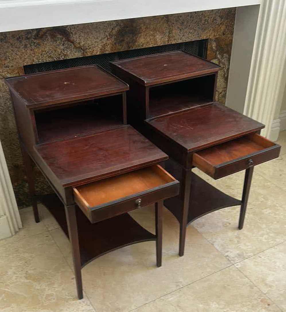 Photo 5 of 2 VINTAGE TONGUE AND GROOVE WOOD END/SIDE TABLES 15“ x 22 1/2“ x H27 1/4