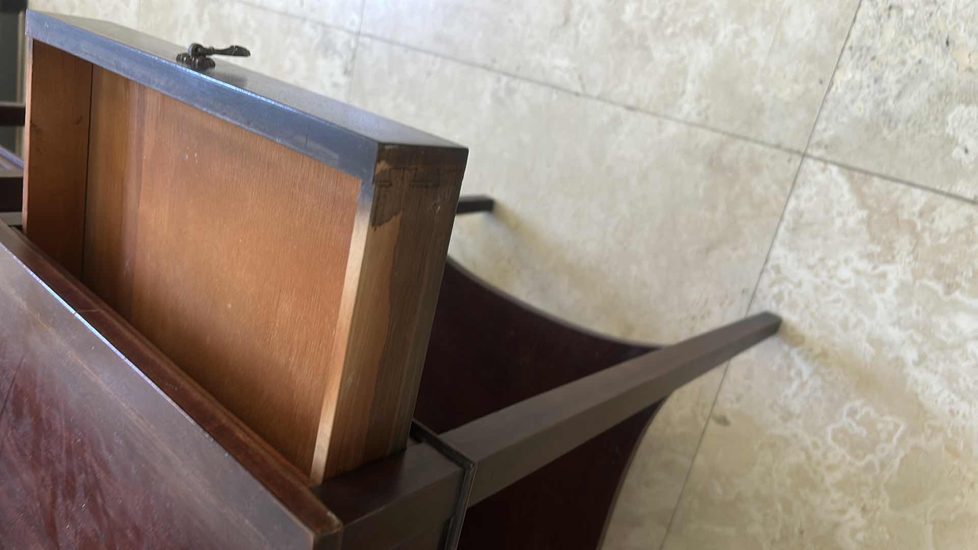 Photo 4 of 2 VINTAGE TONGUE AND GROOVE WOOD END/SIDE TABLES 15“ x 22 1/2“ x H27 1/4