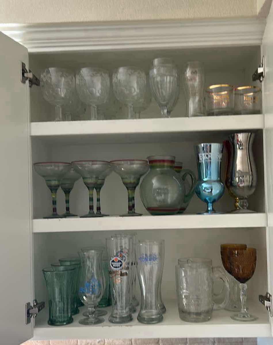 Photo 1 of CONTENTS OF CABINET ASSORTED CASINO GLASSWARE
